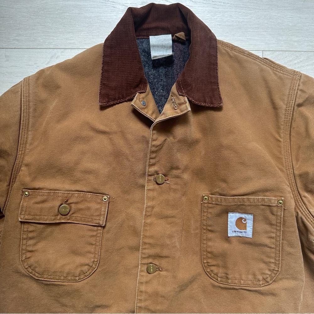 Vtg Carhartt Barn Chore Field Jacket Canvas Blanket Lined Made In USA 90s - Picture 6 of 16